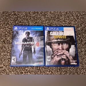 Lote 2 Juegos PS4: Uncharted 4 A Thief's End & Call of Duty WWII